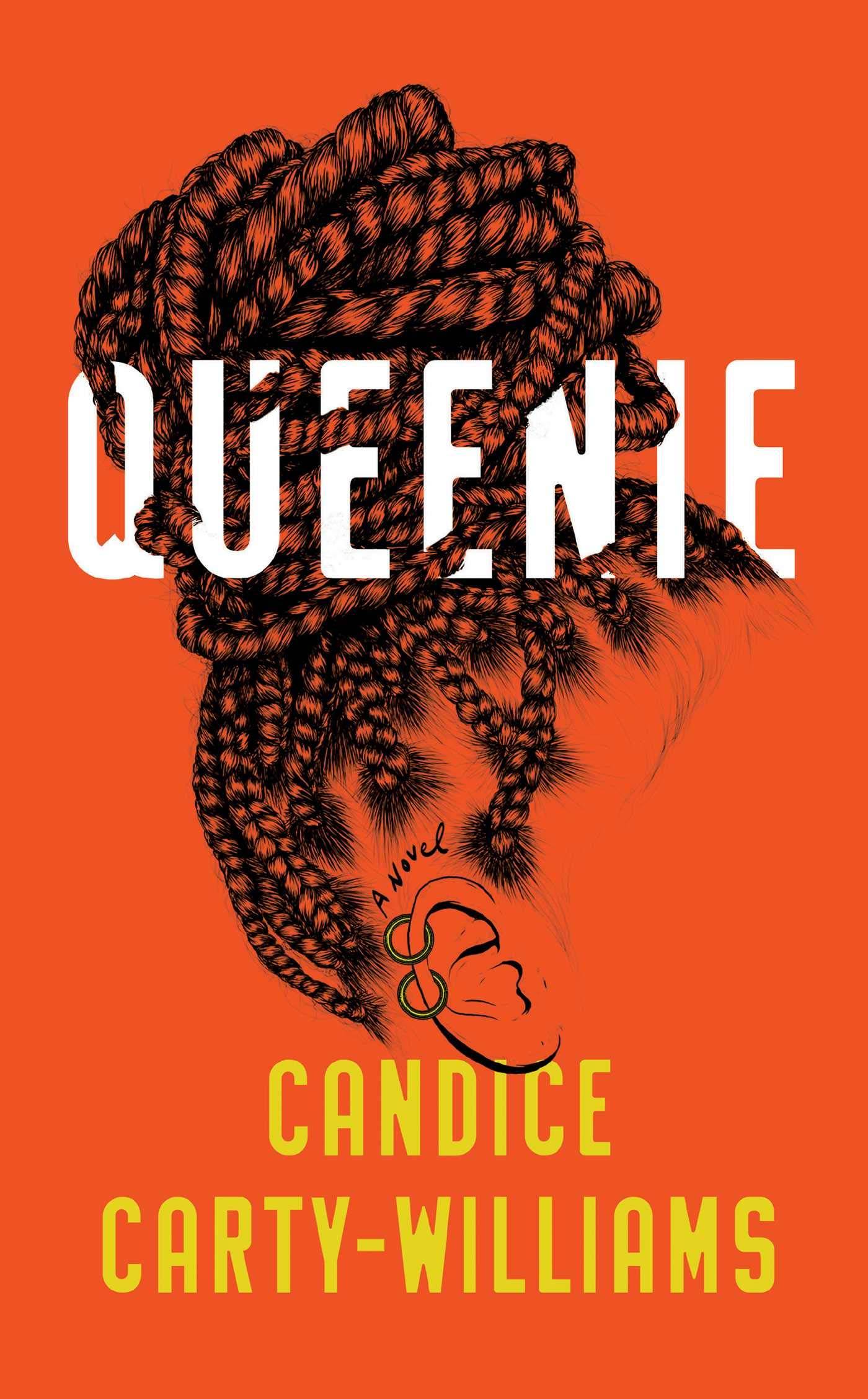 Orange book cover with illustration of a woman's hair in braids